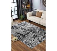 Serdim Rugs Modern Abstract Abrasion Contemporary Area Rug Black 60x220, Black