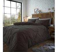 Smart Living Chiswick Pintuck Duvet Cover and Pillowcase Set - Charcoal - Double (200cm x 200cm)