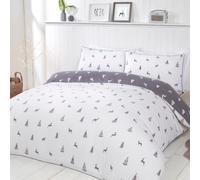 Smart Living Christmas Stag & Trees Reversible Flannelette Cotton Duvet Pillowcase Pair
