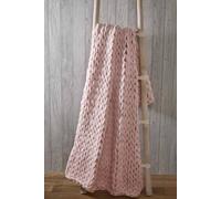 Smart Living Chunky Hand-Knitted Soft & Cosy Throw Blanket 120X150 Cm In Pink Pink 120cm x 150cm
