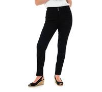 Smart Living Cotton Mix High-Waisted Double Button Denim Jeans In Black Black 12