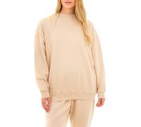 Smart Living Cozy Oversized Sweatshirt Pullover Jumper Crewneck Top In Stone Stone