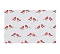 Sleepdown Decorative Placemat 100% Cotton Luxury Robin Check Reverse Table Place Mats Washable Kitchen Dining Restaurant Christmas Set of 4 - Red (49cm X 32cm)