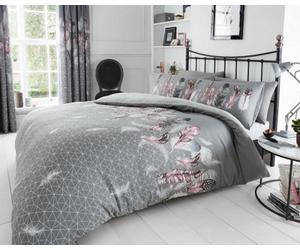 Smart Living Duvet Cover With Pillowcases Polycotton Quilt Bedding Cover Comfy Breathable Comforter Cover Set - Grey