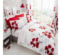 Smart Living Duvet Cover With Pillowcases Polycotton Quilt Bedding Covers Comfy Breathable Comforter Cover Set - Red