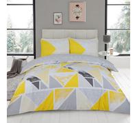 Smart Living Duvet Cover With Pillowcases Polycotton Quilt Bedding Covers Comfy Breathable Comforter Cover Set - Ochre/grey