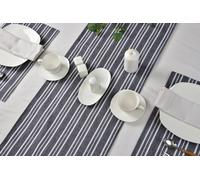Sleepdown Table Runner 100% Cotton Half Panama Textured Stripes Printed for Dining Décor - Table Cover Cloth for Party, Banquet, Wedding & Outdoors - Grey - 220cm x 44cm
