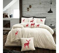Smart Living EMB Stag Duvet Cover and Pillowcase Set - Cream - Double (200cm x 200cm)