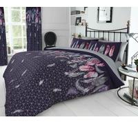 Smart Living Printed Polycotton Feathers Duvet Cover With Pillowcases in Purple | Size: Double Smart Living Purple Double