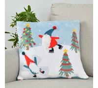 Smart Living Festive Ice Skating Xmas Santa Gonk Fleece 18” X 18” Filled Cushions Multi 45cm x 45cm