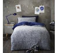 Smart Living Fluffy Teddy Fleece Glow In The Dark Duvet Cover With Pillowcase Set In Blue Blue Single