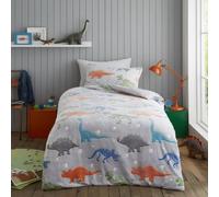 Smart Living Fluffy Teddy Fleece Glow In The Dark Duvet Cover With Pillowcase Set In Light Grey