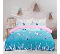 Kids Duvet Cover with Pillowcase and Fitted Sheet Complete Set,Artic Animals Complete Set,Double ,Lilac