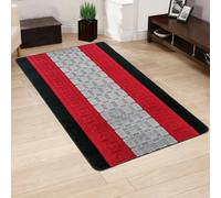 Smart Living Gel Back Heavy Duty Machine Washable Hallway Kitchen Non Slip Door Mat - 40Cm X 60Cm - Black & Red