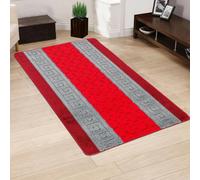 Smart Living Gel Back Heavy Duty Machine Washable Hallway Kitchen Non Slip Door Mat - 50Cm X 80Cm - Red & Grey
