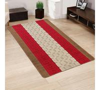 Smart Living Gel Back Heavy Duty Machine Washable Hallway Kitchen Non Slip Door Mat - 60Cm X 110Cm - Brown & Red