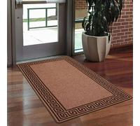 Smart Living Greekey Heavy Duty Machine Washable Hallway Kitchen Non Slip Door Mat in Brown | Size: 67 cm x 220 cm Smart Living Brown 67 cm x 220 cm
