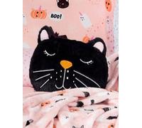 Smart Living Halloween Ghost & Magical Cat Fleece Cushions - Spooky Decor Pillows In Black Black