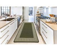 Smart Living Heavy Duty Machine Washable Runner For Hallway, Kitchen Non Slip Floor Mats, Door Mat 67Cm X 120Cm - Green Cream