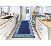 Smart Living Heavy Duty Machine Washable Runner For Hallway, Kitchen Non Slip Floor Mats, Door Mat 80Cm X 300Cm - Blue Cream