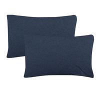 Smart Living Jersey Melange Polycotton Luxury Fitted Bedsheet or Pillowcase Pair in Dark Blue | Size: Standard Pillow Case Smart Living Dark Blue Standard Pillow Case