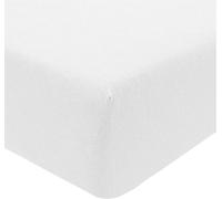 Sleepdown Jersey Melange White Fitted Sheet Warm Cosy Easy Care Plain Yarn Dyed Bedsheet Bed Linen - Single (90cm x 190cm)