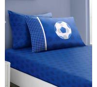 Smart Living Kids Printed Polycotton Duvet Cover Set Or Fitted Sheet Set - Football Goals in Blue | Size: Single Fitted Smart Living Blue Single Fitted