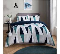Smart Living Luxurious GEO Triangle Fleece Duvet Cover with Pillowcases in Navy | Size: Super King Smart Living Navy Super King