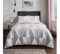 Smart Living Luxurious Geo Triangle Fleece Duvet Cover With Pillowcases In Pink Pink Single