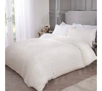 Smart Living Luxurious Geometric Triangle Airblown Duvet Cover With Pillowcases - Cream
