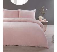 Sleepdown Duvet Cover Set Pom Pink Fleece with Pillowcases - Warm - Super King (260x230cm)