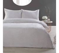 Smart Living Luxurious Pom Pom Fleece Duvet Cover With Pillowcases In Silver Silver