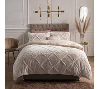 Smart Living Luxurious Rouched Faux Fur Fleece Duvet Cover With Pillowcases In Natural Natural Super King