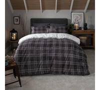 Smart Living Luxury Check Printed Flannel Fleece Duvet Cover With Pillowcases