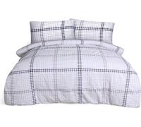Smart Living Luxury Easy Care Houndstooth Check Brushed Cotton Duvet Cover Set in Lilac | Size: Double Smart Living Lilac Double
