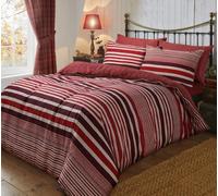 Smart Living Luxury Flannel Stripe Brushed Cotton Duvet Cover Set