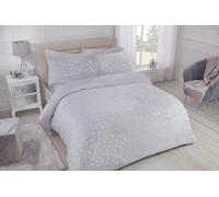 Smart Living Luxury Fleece Foil Polka Dot Duvet Cover With Pillowcases In Grey
