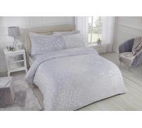 Sleepdown Polka Dot Foil Fleece Bedding Grey-King Duvet Cover Set and Pillowcases