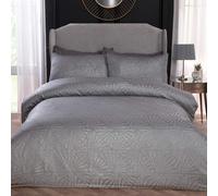 Sleepdown Super Soft Geometric Luxury Lurex Jacquard Silver Deco Easy Care Cosy Duvet Cover Quilt Bedding Set with Pillowcases - Double (200cm x 200cm) silver double 5056242801313