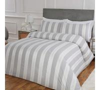 Smart Living Luxury Hotel Quality Lurex Stripe Jacquard Duvet Cover With Pillowcases In Silver Silver