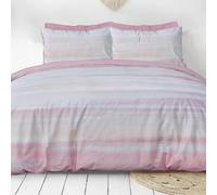 Luxury Hotel Quality Reversible Ribbed Velvet Duvet Cover with Pillowcases Smart Living Pink Single