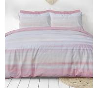 Sleepdown Ribbed Velvet Inky Wash Blush Pink Plain Reverse Duvet Cover Quilt Pillow Case Bedding Set Soft Easy Care - Single (135cm x 200cm),5056242893837