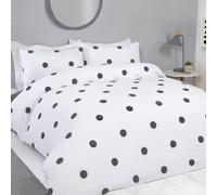 Sleepdown Tufted Polka Dots Circles White Charcoal Soft Cosy Easy Care Luxury Duvet Cover Quilt Bedding Set with Pillowcases - Double (200cm x 200cm)