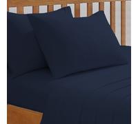 Fitted Sheet Polycotton Easy Care Non-Iron Super Soft 12.5 Inch 32cm Extra Deep Pocket Bedsheet Bed Linen - Super King - Navy, 5056242764823