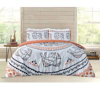 Smart Living Luxury Reversible Polycotton Easy Care Bedding Quilt Cover, Textured Duvet Cover Set, Bed Covers - Tribal Elephant