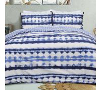 Smart Living Luxury Reversible Polycotton Easy Care Bedding Quilt Cover, Textured Duvet Cover Set, Bed Covers - Tiedye Tassel Trim