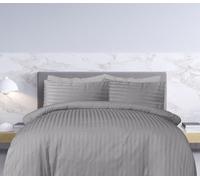 Smart Living Luxury Satin Stripe Reversible Duvet Cover Quilt Bedding Set with Pillowcase in Grey | Size: Double Smart Living Grey Double