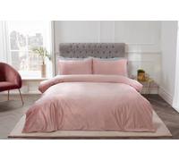 Sleepdown Matt Velvet Blush Pink Luxury Super Soft Easy Care Plain Duvet Cover Quilt Bedding Set with Pillowcases - Super King (220cm x 260cm)