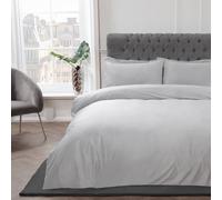 Sleepdown Matt Velvet Silver Luxury Super Soft Easy Care Plain Duvet Cover Quilt Bedding Set with Pillowcases - King (220cm x 230cm)