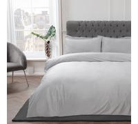 Sleepdown Matt Velvet Silver Luxury Super Soft Easy Care Plain Duvet Cover Quilt Bedding Set with Pillowcases - King (220cm x 230cm)